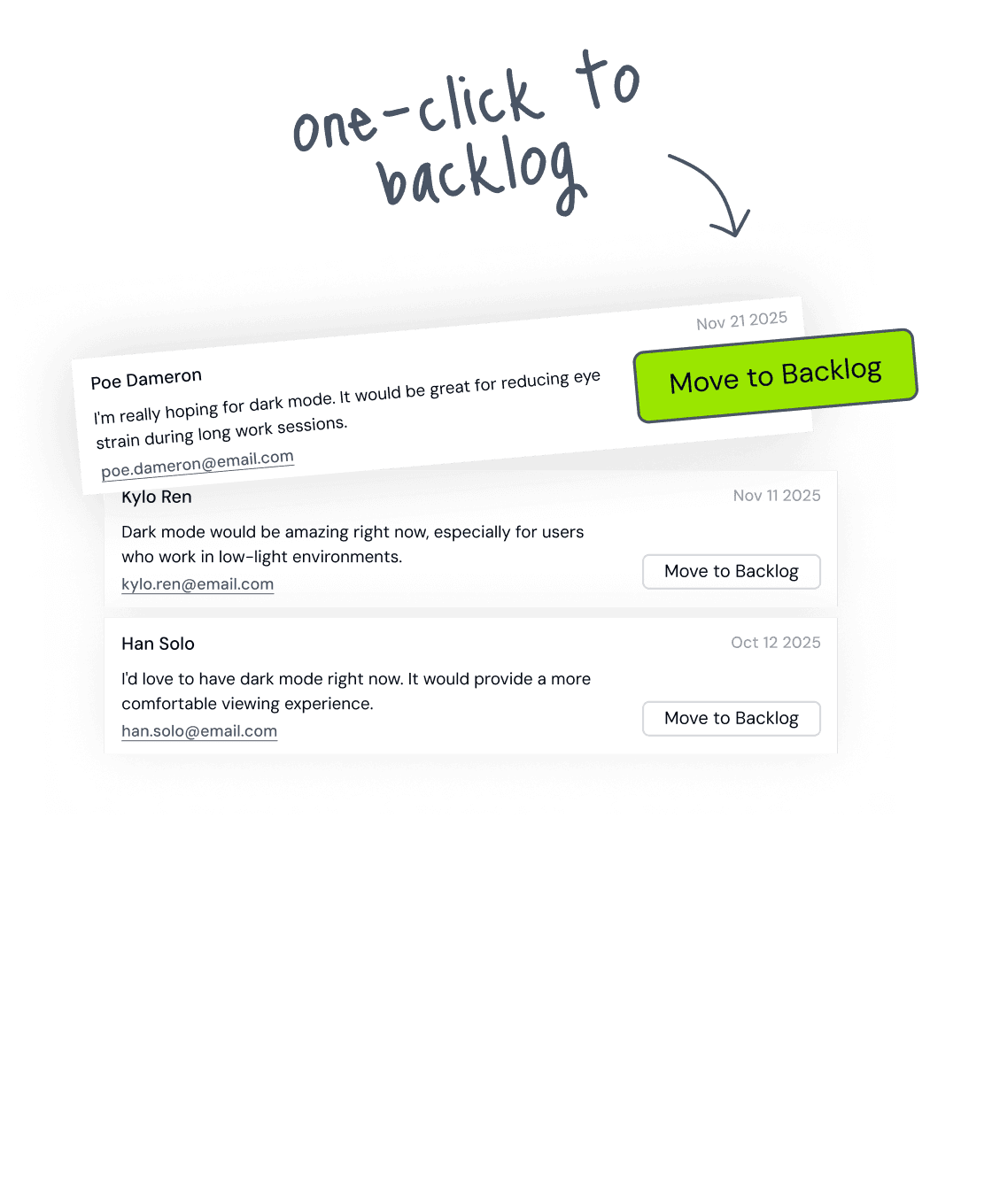 One-Click to Backlog